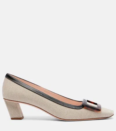 Roger Vivier Belle Vivier 45 Canvas Pumps In Neutral