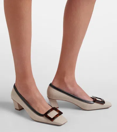Roger Vivier Belle Vivier 45 Canvas Pumps In Neutral
