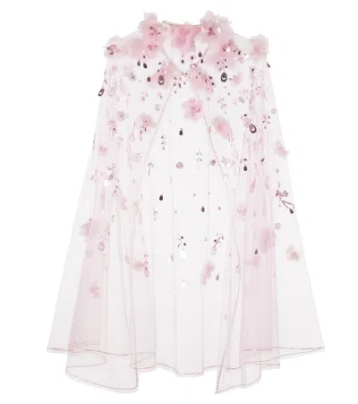Tutu Du Monde Floral-appliqué Sequined Cape In Pink