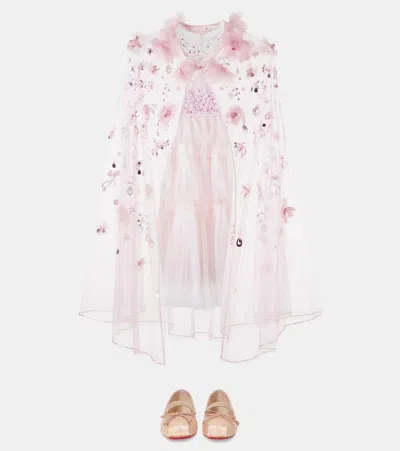 Tutu Du Monde Floral-appliqué Sequined Cape In Pink