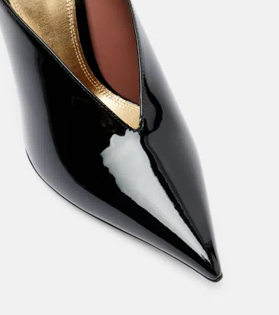 Paris Texas Nina 105 Patent Leather Wedge Mules In Black