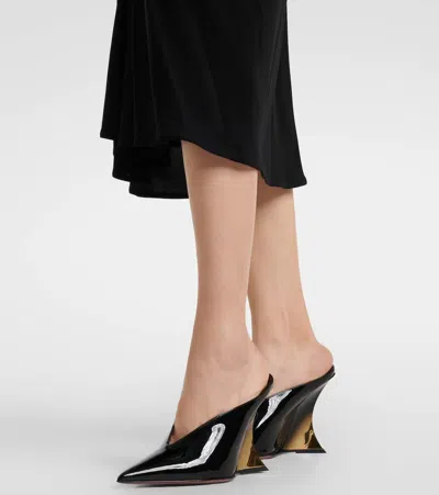 Paris Texas Nina 105 Patent Leather Wedge Mules In Black