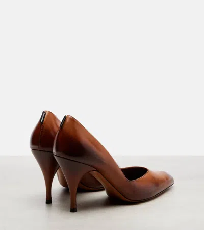 Miu Miu 85 Leather Pumps In Brown