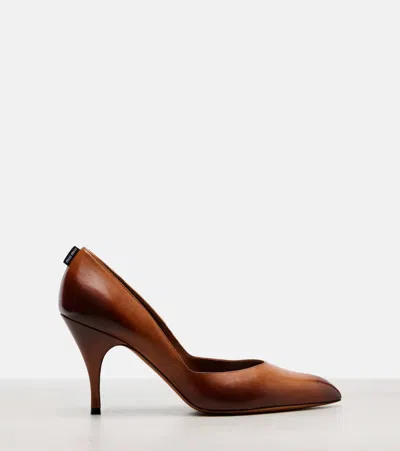 Miu Miu 85 Leather Pumps In Brown