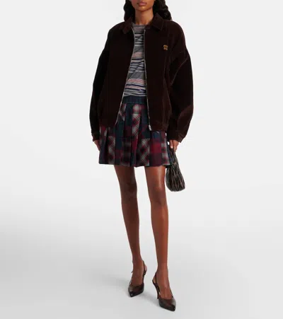 Miu Miu Leather Slingback Pumps In Brown