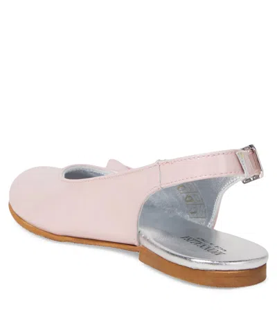 Monnalisa Embellished Leather Slingback Ballet Flats In Neutral