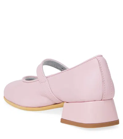 Monnalisa Dorothy Leather Mary Jane Flats In Pink
