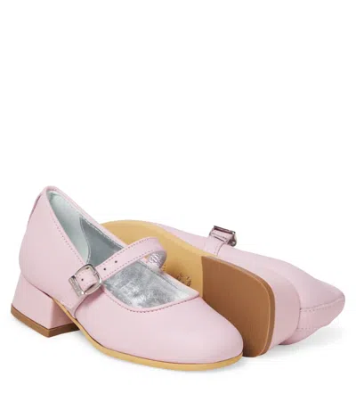 Monnalisa Dorothy Leather Mary Jane Flats In Pink