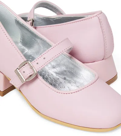 Monnalisa Dorothy Leather Mary Jane Flats In Pink