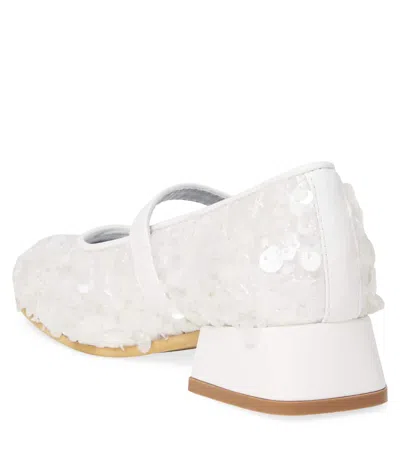 Monnalisa Dorothy Embellished Mary Jane Flats In White