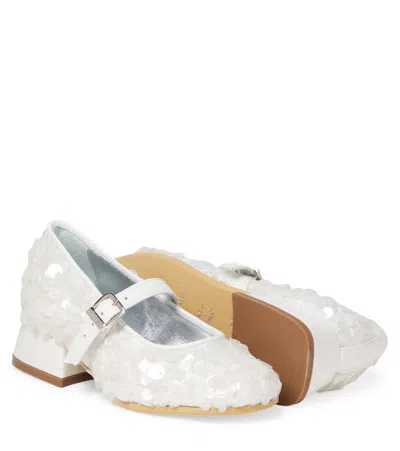 Monnalisa Dorothy Embellished Mary Jane Flats In White