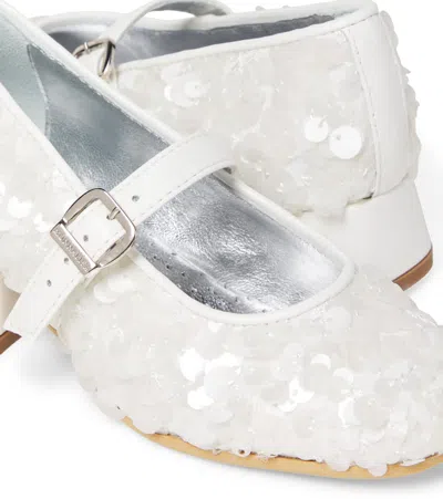 Monnalisa Dorothy Embellished Mary Jane Flats In White