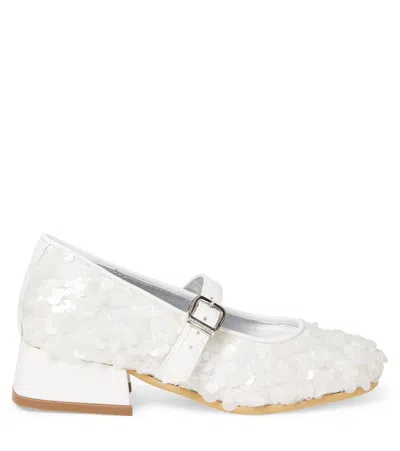 Monnalisa Dorothy Embellished Mary Jane Flats In White
