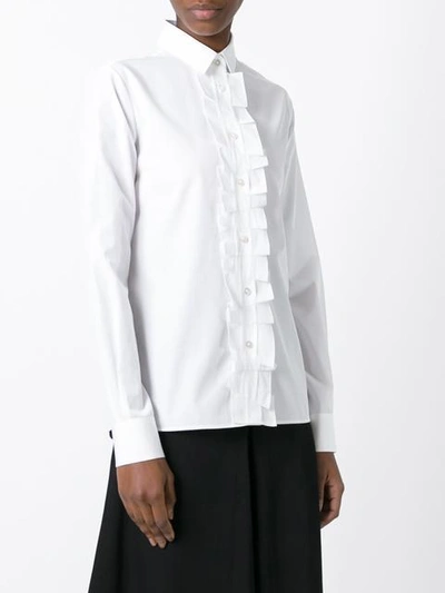 Shop Maison Margiela Ruffled Placket Shirt - White