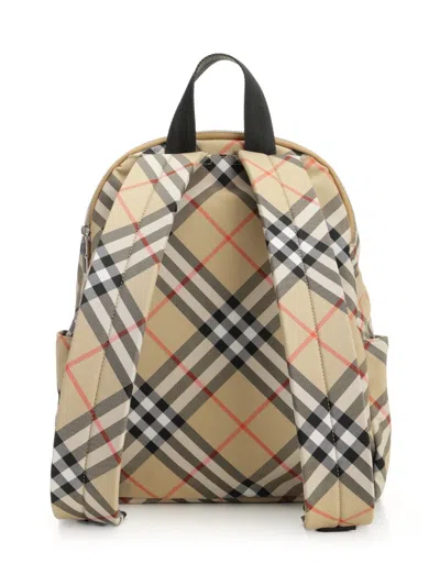 Burberry Check Pattern Backpack With Front Pocket In Multi