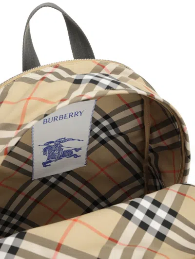 Burberry Check Pattern Backpack With Front Pocket In Multi