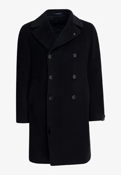 Tagliatore Double-breasted Tailored Coat In Blue