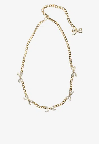 Self-portrait Self Portrait Necklace With Bows With Crystals In Gold