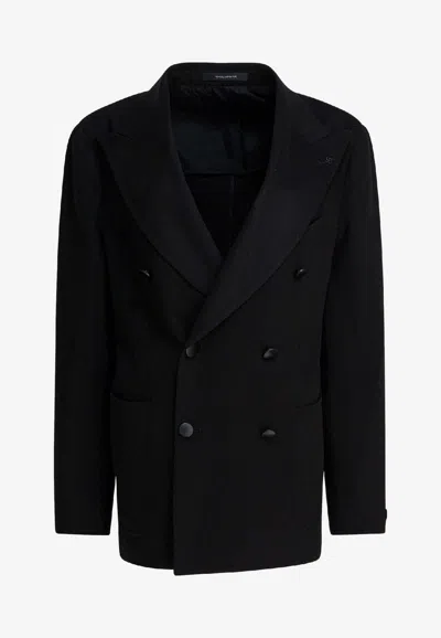 Tagliatore Wool Double-breasted Coat In Black