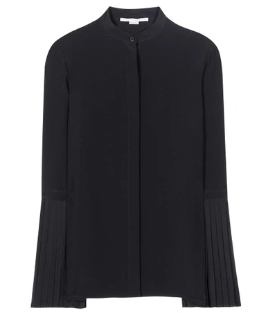 Stella Mccartney 'arielle' Pleated Sleeve Silk Shirt In Black