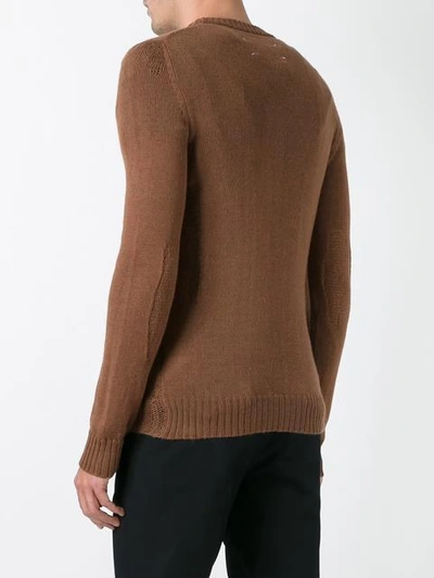 Shop Maison Margiela Loose Knit Detail Sweater - Brown