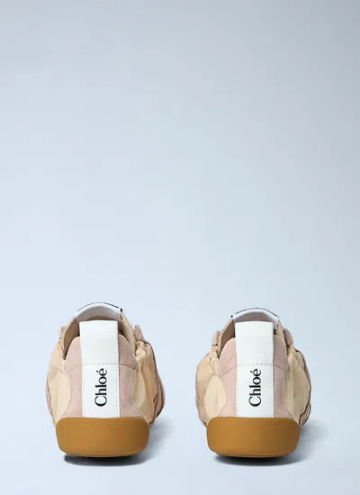 Chloé Kick Beige Sneaker With Side Lettering Logo And Elasticated Details In Fabric Woman In Pink
