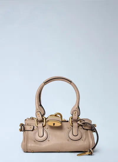 Chloé Paddington Pink Handbag With Two Top Handles And Padlock On The Front In Leather Woman In Brown