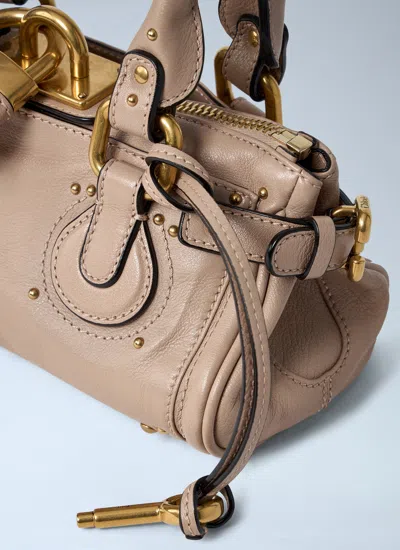 Chloé Paddington Pink Handbag With Two Top Handles And Padlock On The Front In Leather Woman In Brown
