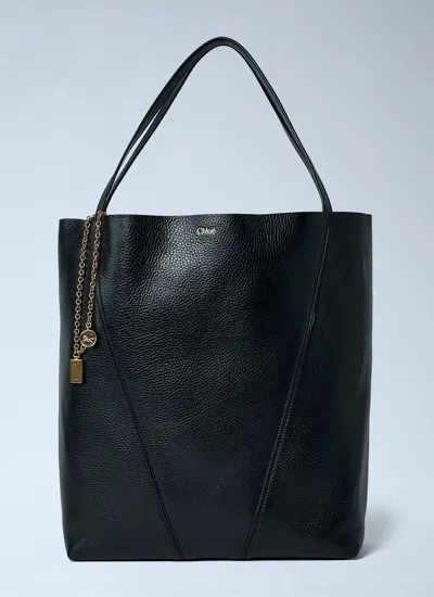 Chloé Borsa Shopping Spin Piccola In Pelle Nera Donna In Black