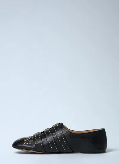 Chloé Susanna Buckle-details Studded Flat Pumps In Black