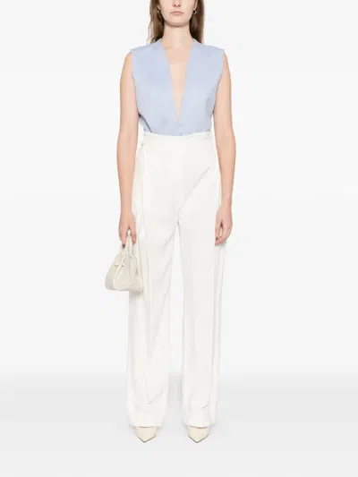 Tom Ford Double Face V-neck Bodysuit In Blue