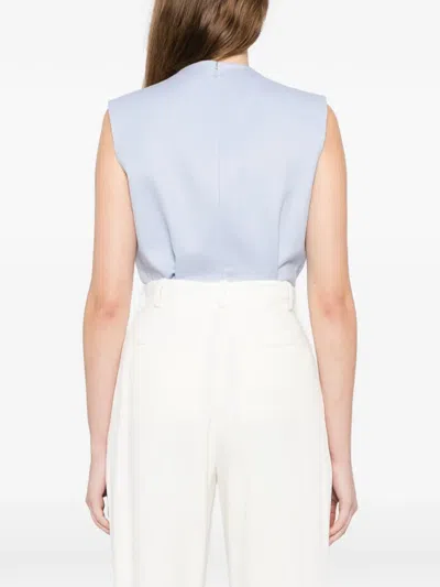 Tom Ford Double Face V-neck Bodysuit In Blue