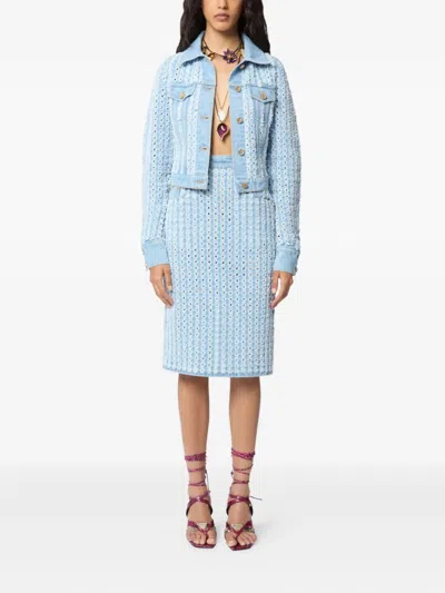 Nina Ricci Denim Midi Skirt In Blue