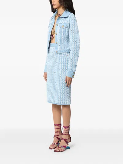 Nina Ricci Denim Midi Skirt In Blue