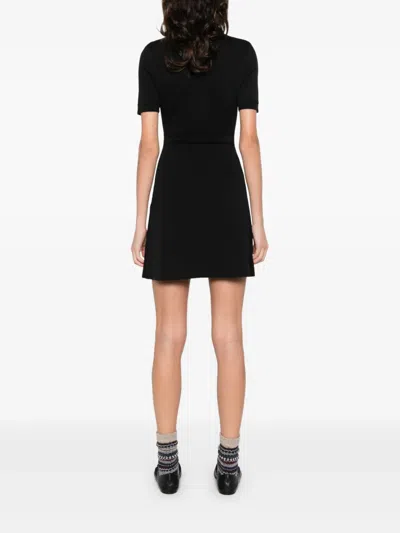 Sandro Womens Black Short-sleeved Button-up Knitted Mini Dress