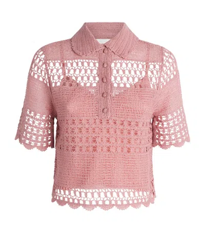 Zimmermann Cotton Crochet Wanderlust Shirt In Pink