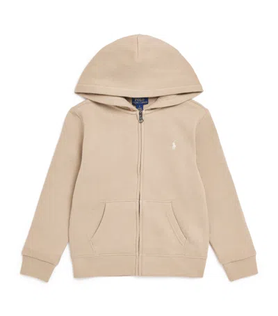 Ralph Lauren Knitted Zip-up Hoodie In Brown