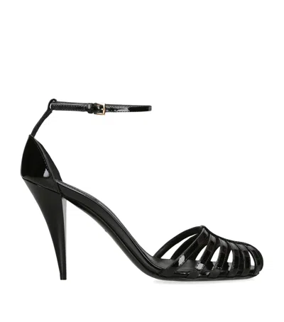 Givenchy Cage Heel Sandals Patent Leather Ankle Strap In Animal Print