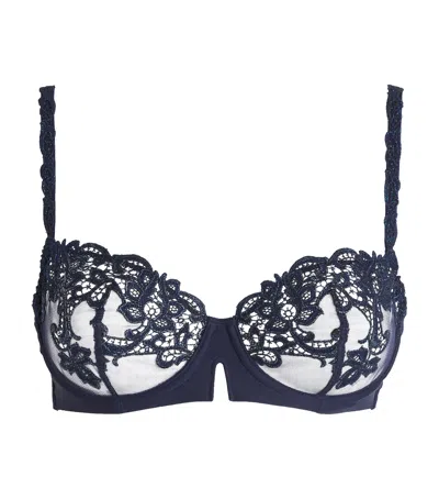Simone Perele Lace Saga Half-cup Bra In Blue