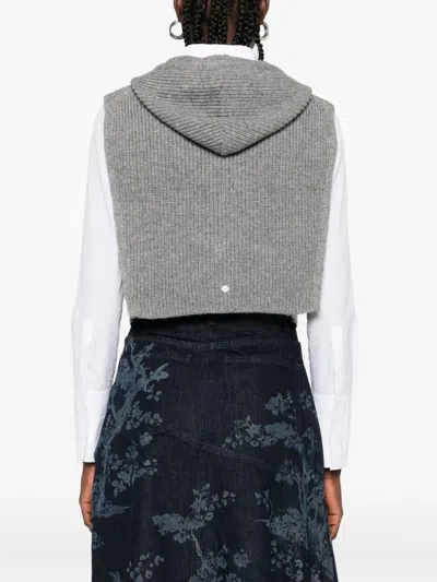 正面拉链针织连帽衫