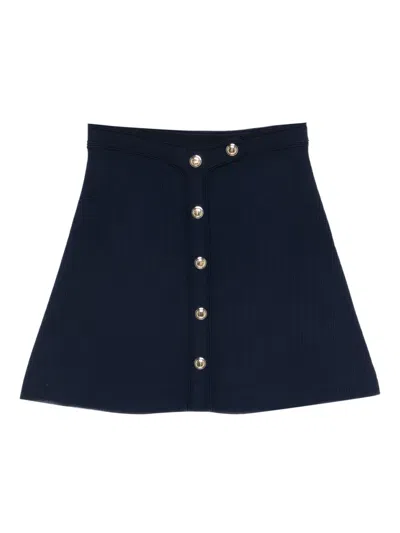 Sandro Short Ribbed Skirt With Press Studs In Black