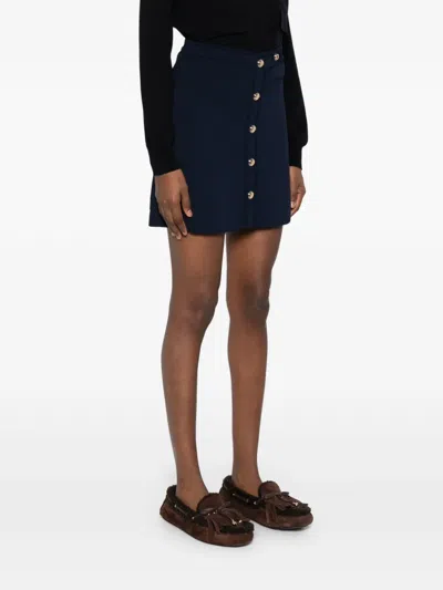 Sandro Short Ribbed Skirt With Press Studs In Black