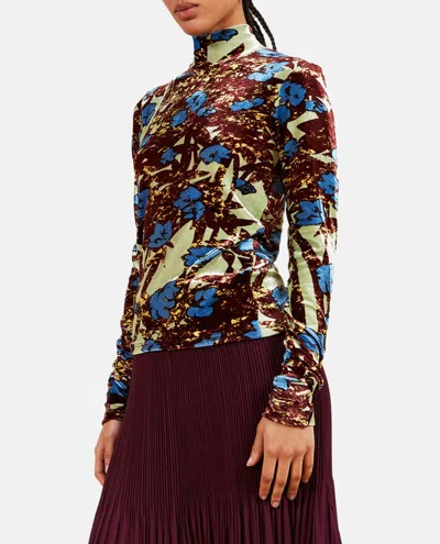 Colville Multicolor Polo Turtle Neck Top In Red