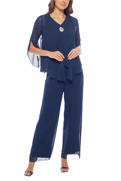 Marina 650977 Long Formal Mother Of The Bride Pant Suit In Blue