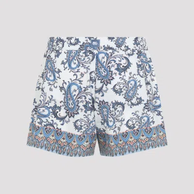 Etro Swim Shorts With Placed Leafy Paisley Print In Blue