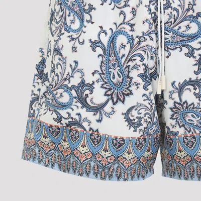 Etro Swim Shorts With Placed Leafy Paisley Print In Blue