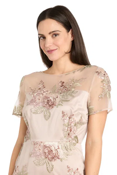 R & M Richards 3218 Short Floral Mother Of The Bride Cocktail Midi Dress In Orange