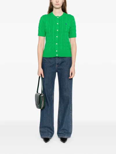 Polo Ralph Lauren Logo-embroidered Cardigan In Green