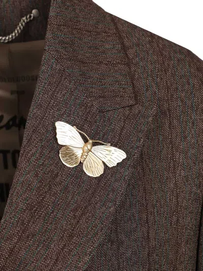Golden Goose Tailored Blazer With Tunnel Design And Pinstripe Pattern In Brown