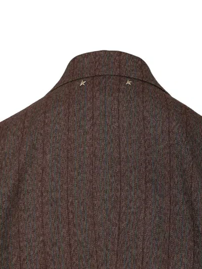 Golden Goose Tailored Blazer With Tunnel Design And Pinstripe Pattern In Brown